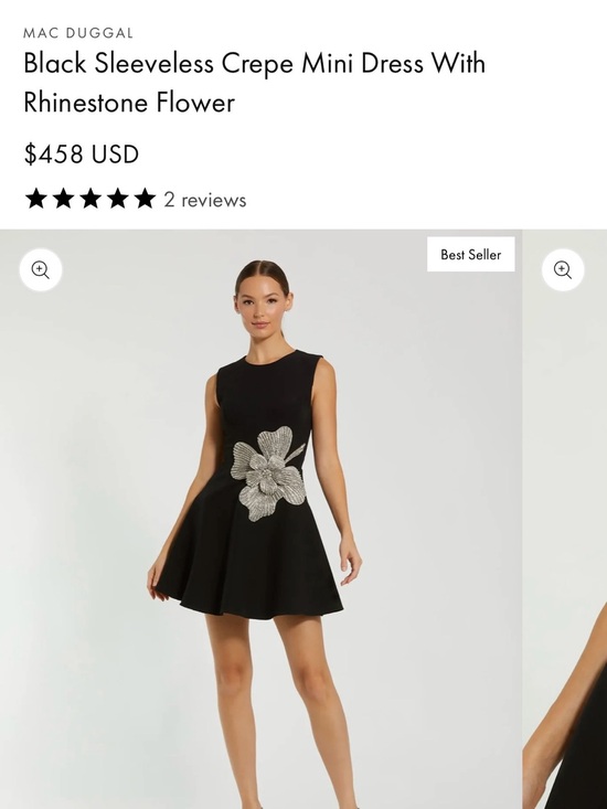 Mac Duggal Dresses & Skirts - Mac Duggal Black Fit-and-Flare Mini Dress with Rhinestone Flower